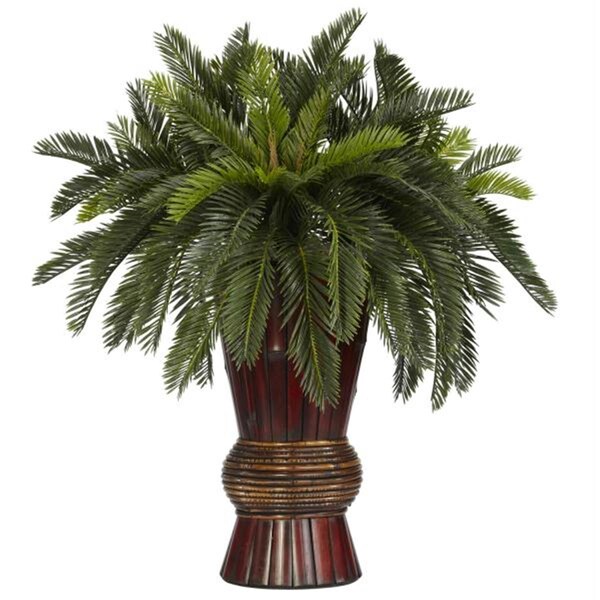 Nearly Natural Cycas with Bamboo Vase Silk Plant 6655 - main